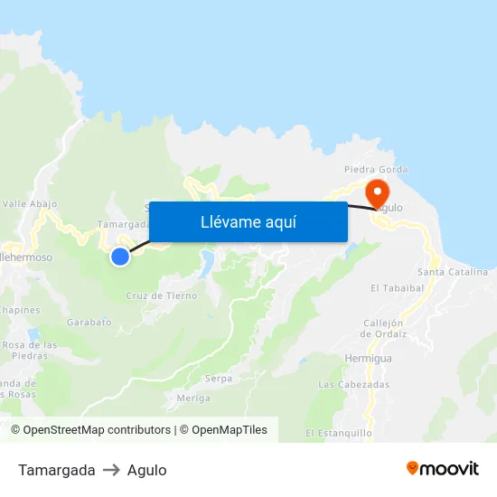 Tamargada to Agulo map