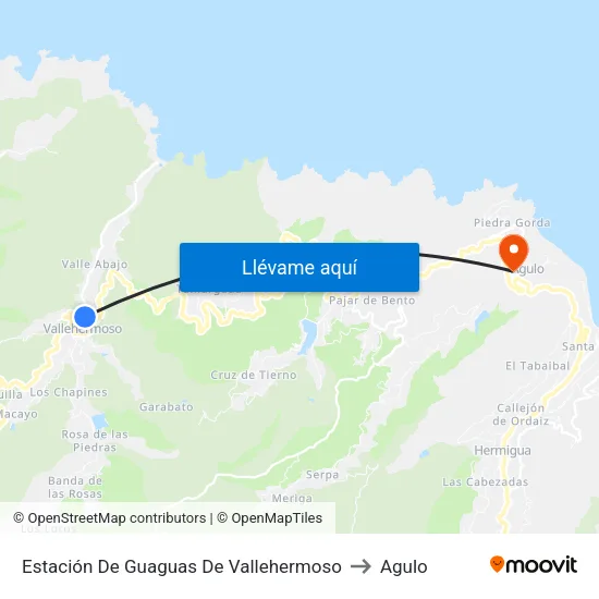 Estación De Guaguas De Vallehermoso to Agulo map