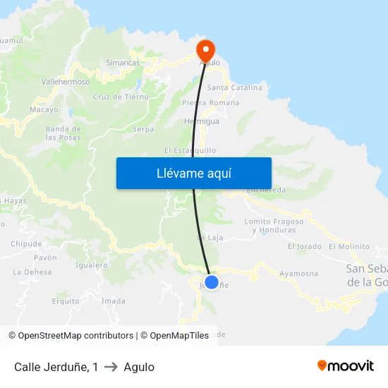 Calle Jerduñe, 1 to Agulo map