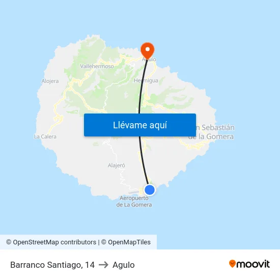 Barranco Santiago, 14 to Agulo map