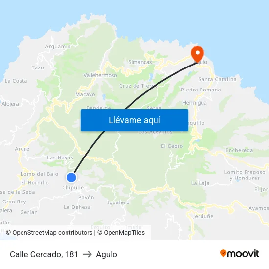 Calle Cercado, 181 to Agulo map