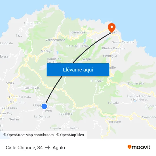 Calle Chipude, 34 to Agulo map