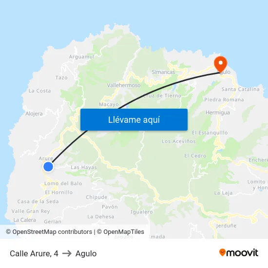Calle Arure, 4 to Agulo map