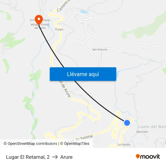 Lugar El Retamal, 2 to Arure map