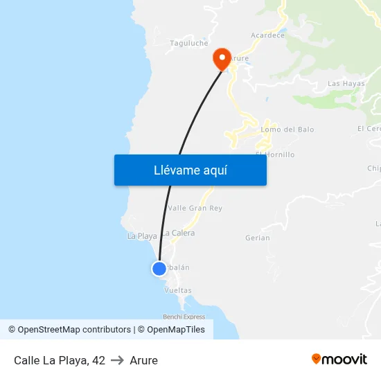 Calle La Playa, 42 to Arure map
