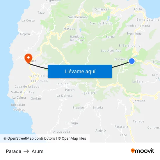 Parada to Arure map