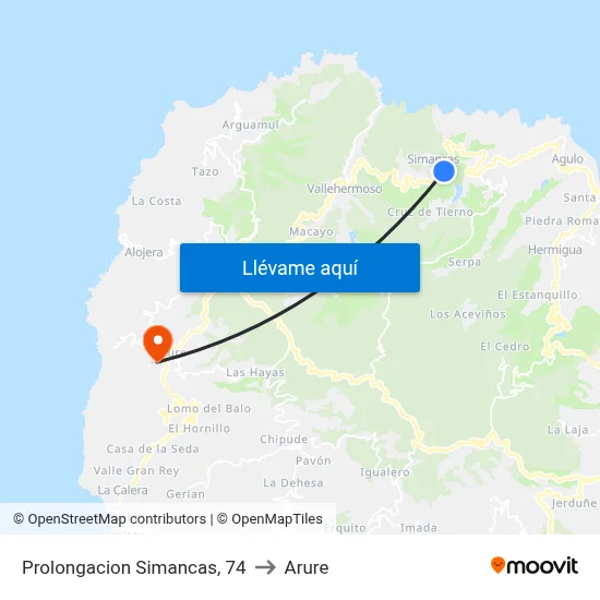 Prolongacion Simancas, 74 to Arure map
