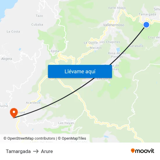 Tamargada to Arure map