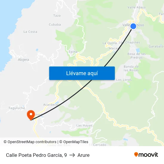 Calle Poeta Pedro García, 9 to Arure map