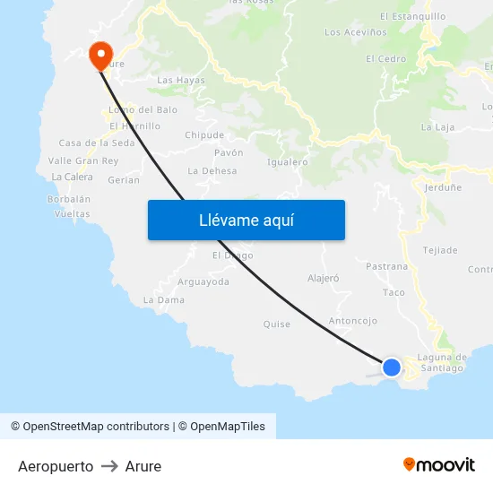 Aeropuerto to Arure map
