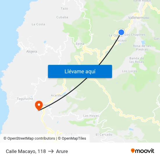 Calle Macayo, 118 to Arure map