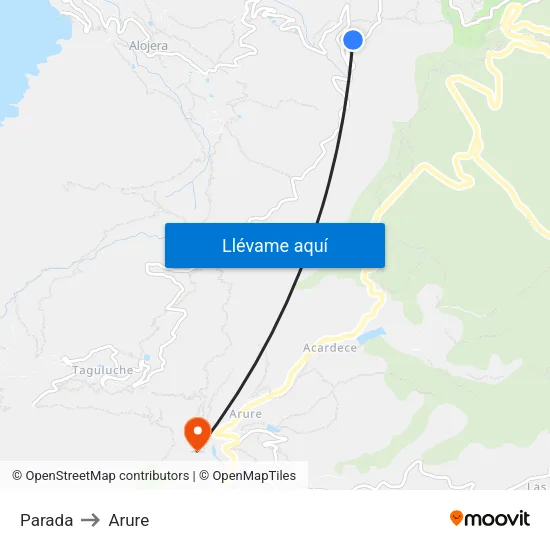 Parada to Arure map