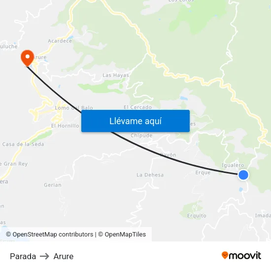 Parada to Arure map