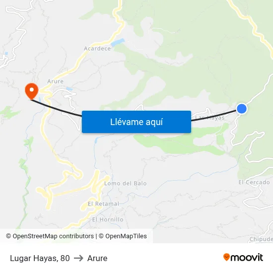 Lugar Hayas, 80 to Arure map
