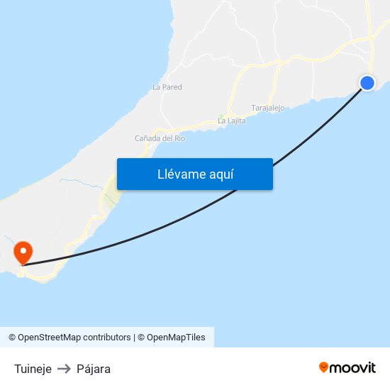 Tuineje to Pájara map