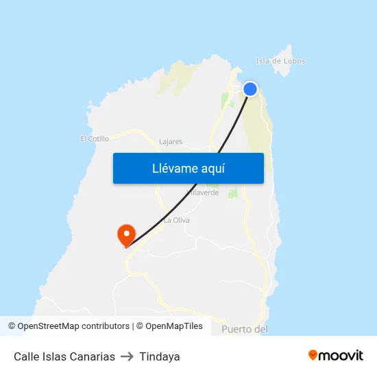 Calle Islas Canarias to Tindaya map