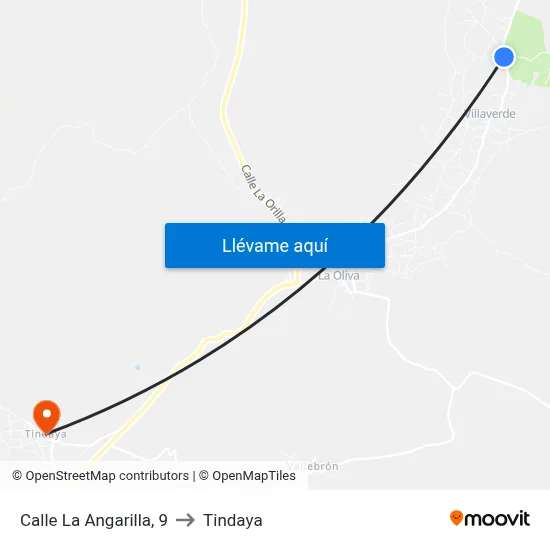 Calle La Angarilla, 9 to Tindaya map