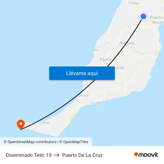 Diseminado Tetir, 19 to Puerto De La Cruz map