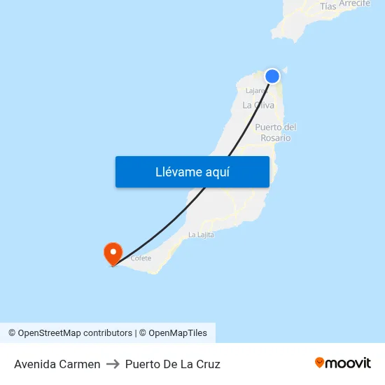 Avenida Carmen to Puerto De La Cruz map