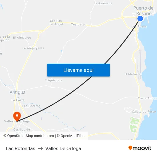 Las Rotondas to Valles De Ortega map