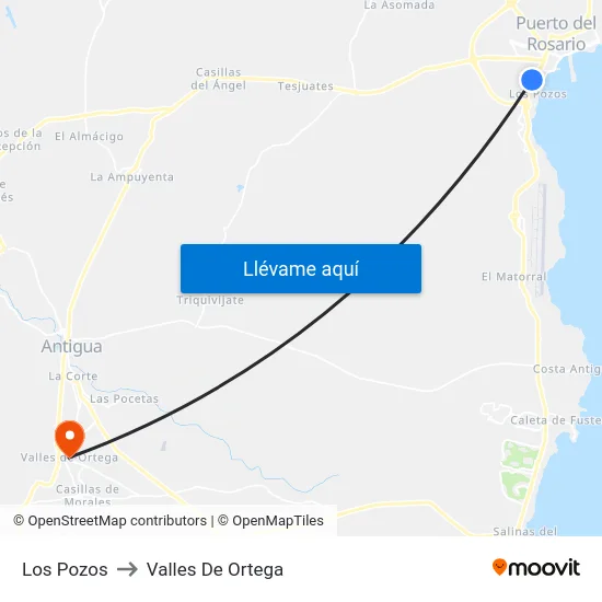 Los Pozos to Valles De Ortega map