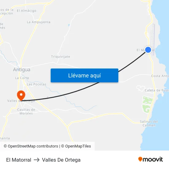 El Matorral to Valles De Ortega map