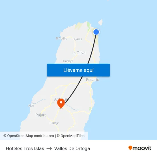 Hoteles Tres Islas to Valles De Ortega map