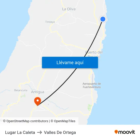 Lugar La Caleta to Valles De Ortega map