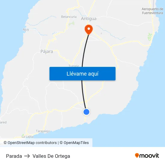 Parada to Valles De Ortega map