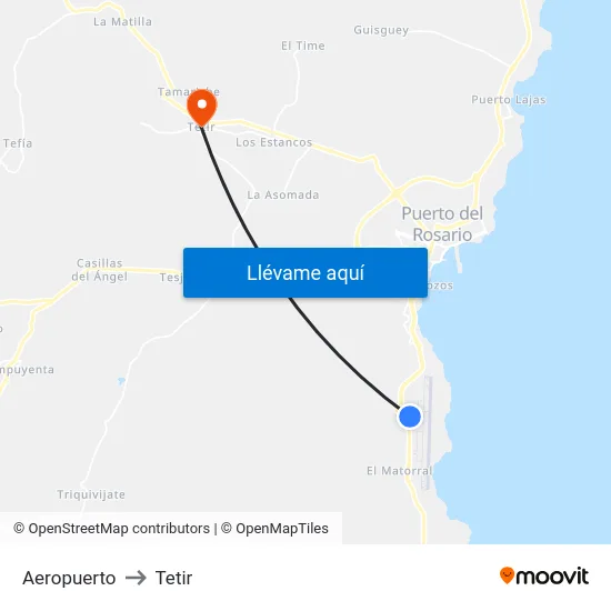 Aeropuerto to Tetir map