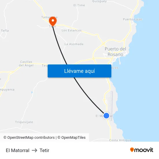 El Matorral to Tetir map