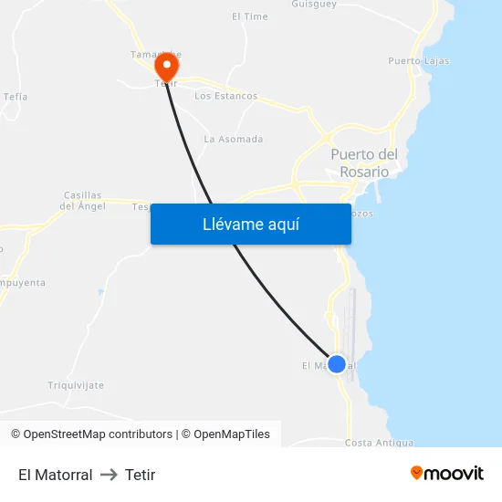 El Matorral to Tetir map