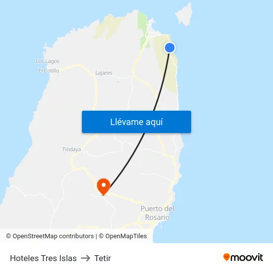 Hoteles Tres Islas to Tetir map