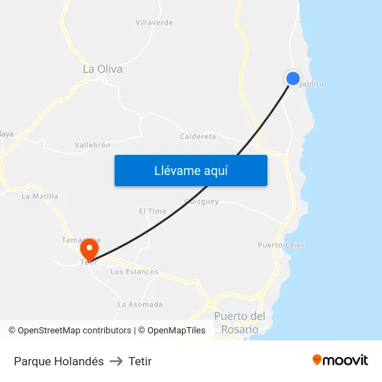 Parque Holandés to Tetir map