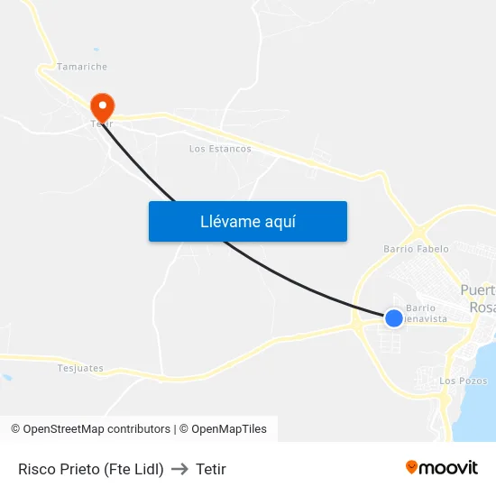 Risco Prieto (Fte Lidl) to Tetir map