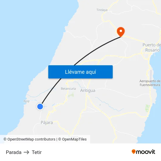 Parada to Tetir map