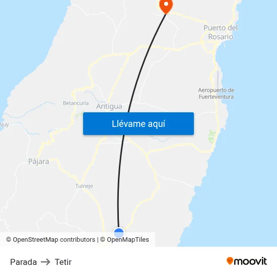 Parada to Tetir map