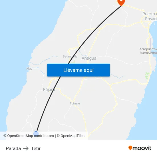 Parada to Tetir map