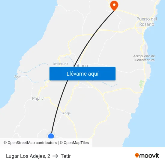 Lugar Los Adejes, 2 to Tetir map