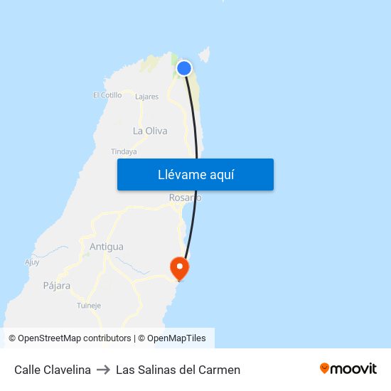 Calle Clavelina to Las Salinas del Carmen map