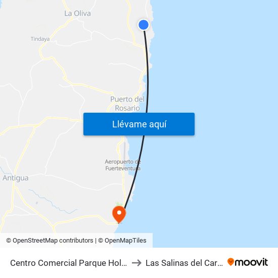 Centro Comercial Parque Holandés to Las Salinas del Carmen map