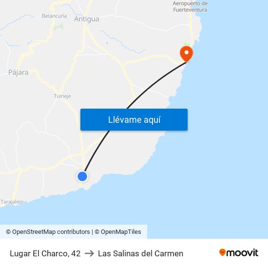 Lugar El Charco, 42 to Las Salinas del Carmen map