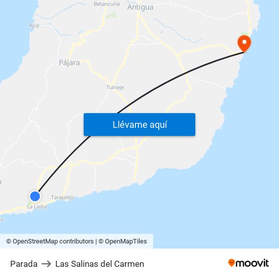 Parada to Las Salinas del Carmen map