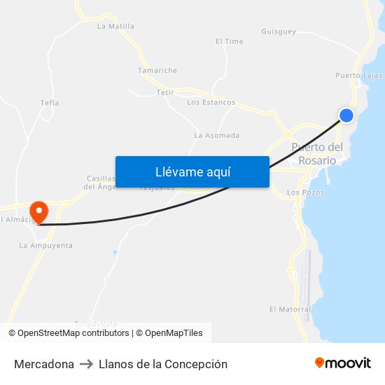 Mercadona to Llanos de la Concepción map