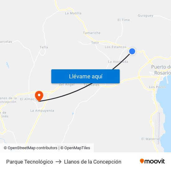 Parque Tecnológico to Llanos de la Concepción map