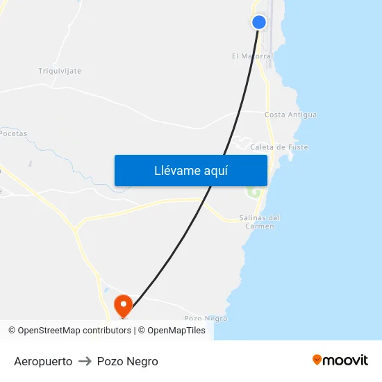 Aeropuerto to Pozo Negro map