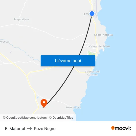 El Matorral to Pozo Negro map