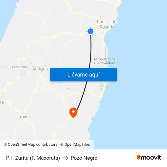 P. I. Zurita (F. Maxorata) to Pozo Negro map