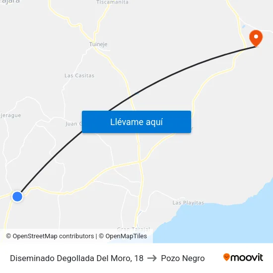 Diseminado Degollada Del Moro, 18 to Pozo Negro map