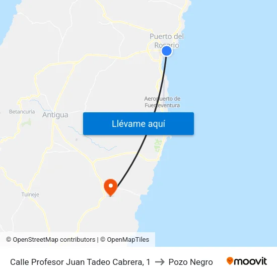 Calle Profesor Juan Tadeo Cabrera, 1 to Pozo Negro map